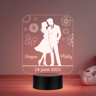 Personalized Cute Couple Name LED Night Lamp with Automatic Color Changing Light Anniversary Gift for Couples, Wedding, Valentine's Day, Birthday, Gift for Her, Him
