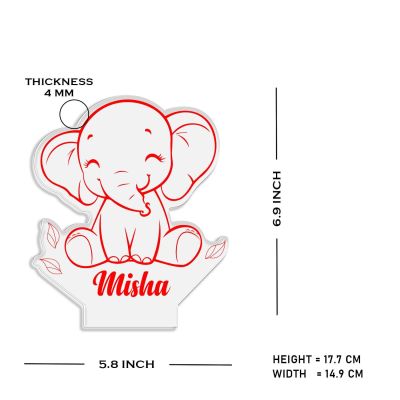Personalized Cute Elephant Led Desk Table Lamp with Warm White Light Birthday Return Gift | Lamp for Kids