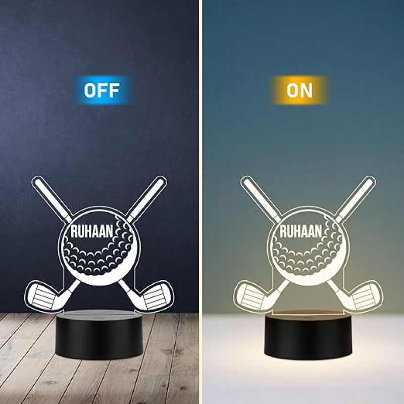 Personalized Golf Ball LED Night Lamp Gift for Golf Player | Birthday Gift for Golf Lover Gaming Player Gift Warm White Light