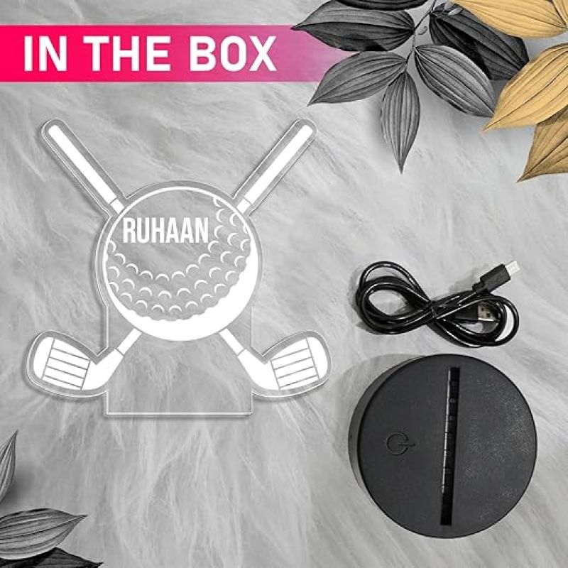 Personalized Golf Ball LED Night Lamp Gift for Golf Player | Birthday Gift for Golf Lover Gaming Player Gift Warm White Light