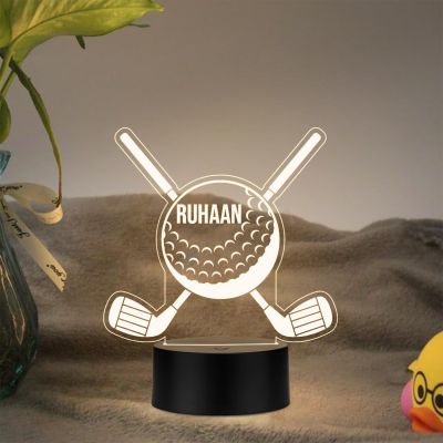 Personalized Golf Ball LED Night Lamp Gift for Golf Player | Birthday Gift for Golf Lover Gaming Player Gift Warm White Light