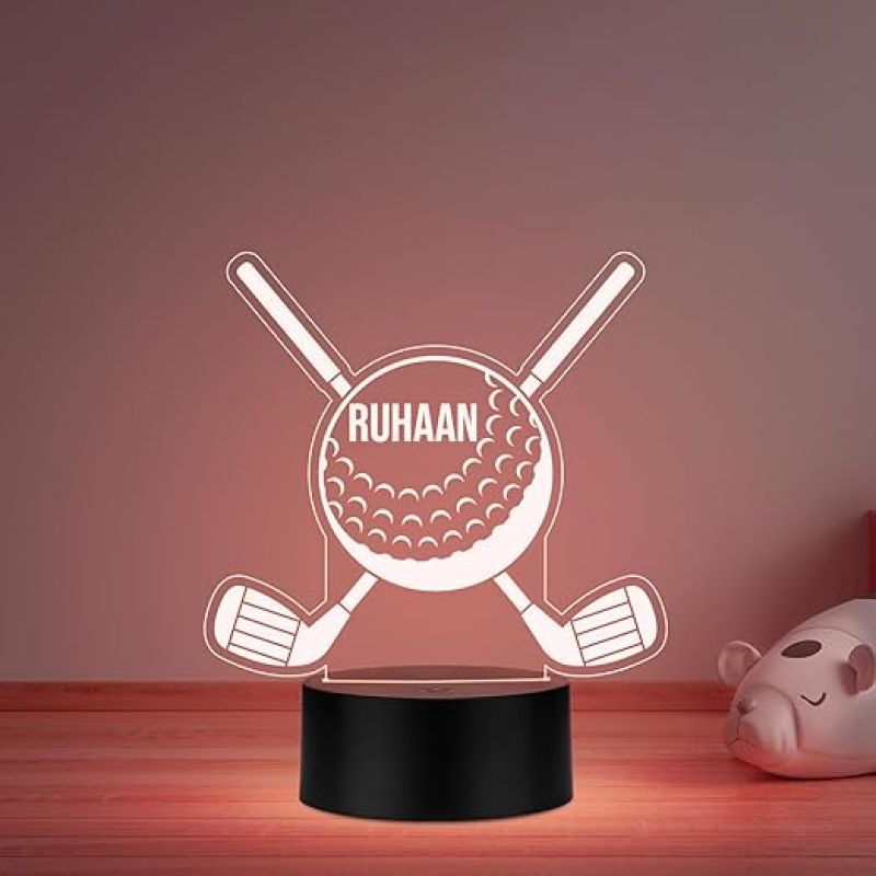 Personalized Golf Ball LED Night Lamp Gift for Golf Player Birthday Gift for Golf Lover Gaming Player Gift Multicolored Light