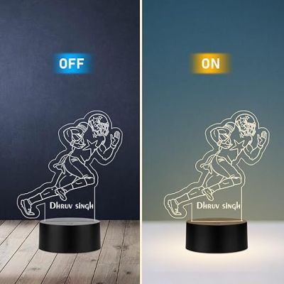 3D Illusion Personalized Football Player Running LED Night Lamp with Warm White Light Gift for Football Lover
