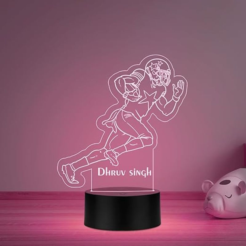 3D Illusion Personalized Football Player Running LED Night Lamp with Automatic Color Changing Light Gift for Football Lover