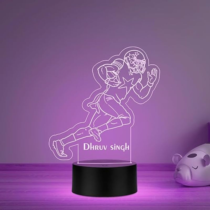 3D Illusion Personalized Football Player Running LED Night Lamp with Automatic Color Changing Light Gift for Football Lover