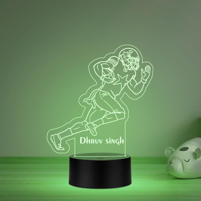3D Illusion Personalized Football Player Running LED Night Lamp with Automatic Color Changing Light Gift for Football Lover