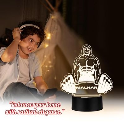 3D Illusion Bodybuilding Gym Night Lamp with Warm White Light Gift for Gym Lover Gym Decoration Light