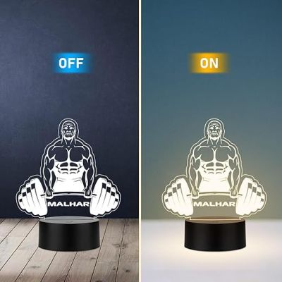 3D Illusion Bodybuilding Gym Night Lamp with Warm White Light Gift for Gym Lover Gym Decoration Light