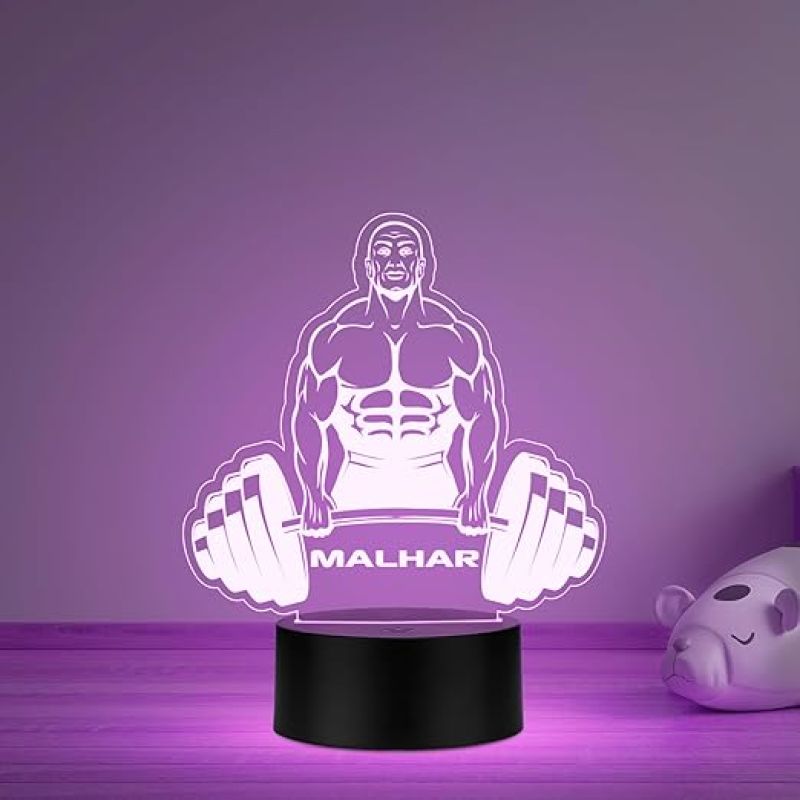 Illusion Bodybuilding Gym Night Lamp with Automatic Color Changing Light Gift for Gym Lover Gym Decoration Light