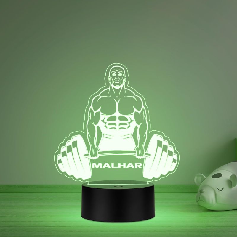 Illusion Bodybuilding Gym Night Lamp with Automatic Color Changing Light Gift for Gym Lover Gym Decoration Light