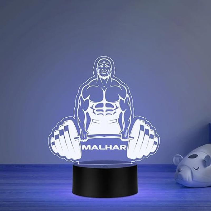 Illusion Bodybuilding Gym Night Lamp with Automatic Color Changing Light Gift for Gym Lover Gym Decoration Light