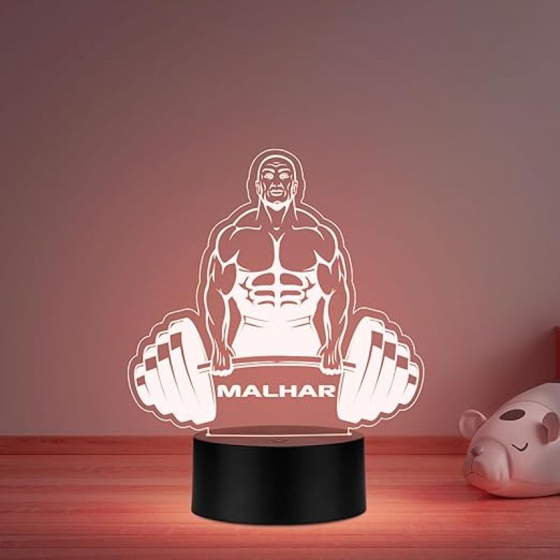 Illusion Bodybuilding Gym Night Lamp with Automatic Color Changing Light Gift for Gym Lover Gym Decoration Light