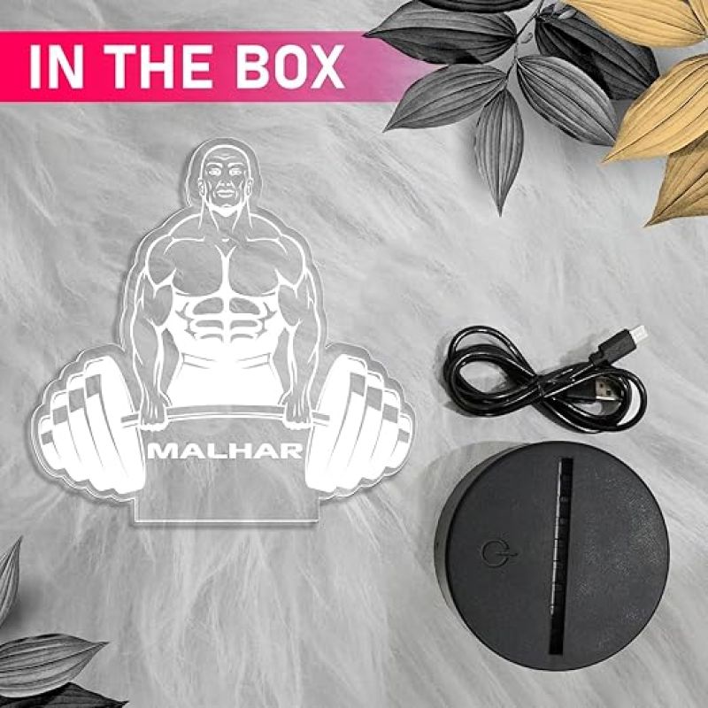 Illusion Bodybuilding Gym Night Lamp with Automatic Color Changing Light Gift for Gym Lover Gym Decoration Light