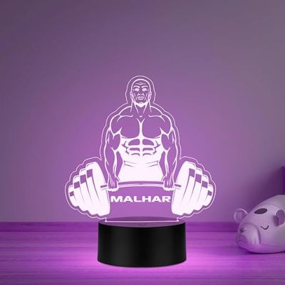 Illusion Bodybuilding Gym Night Lamp with Automatic Color Changing Light Gift for Gym Lover Gym Decoration Light