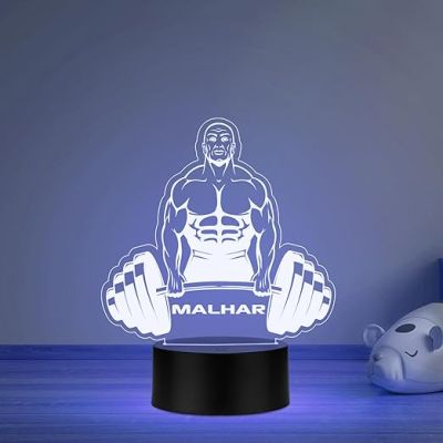Illusion Bodybuilding Gym Night Lamp with Automatic Color Changing Light Gift for Gym Lover Gym Decoration Light