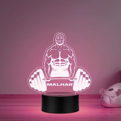Illusion Bodybuilding Gym Night Lamp with Automatic Color Changing Light Gift for Gym Lover Gym Decoration Light