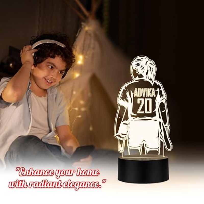 Personalized Gaming Led Lamp Customized with Name Gift for Sports Player Birthday Gift for Sports Mam & Women Warm White Light (Baseball Girl Player Lamp)