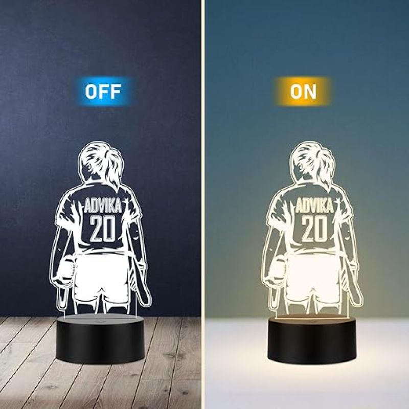 Personalized Gaming Led Lamp Customized with Name Gift for Sports Player Birthday Gift for Sports Mam & Women Warm White Light (Baseball Girl Player Lamp)