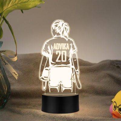 Personalized Gaming Led Lamp Customized with Name Gift for Sports Player Birthday Gift for Sports Mam & Women Warm White Light (Baseball Girl Player Lamp)