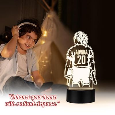 Personalized Gaming Led Lamp Customized with Name Gift for Sports Player Birthday Gift for Sports Mam & Women Warm White Light (Baseball Girl Player Lamp)
