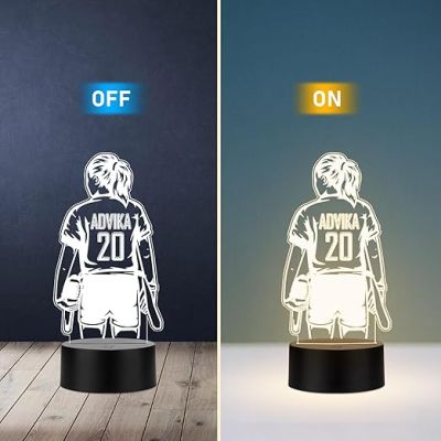 Personalized Gaming Led Lamp Customized with Name Gift for Sports Player Birthday Gift for Sports Mam & Women Warm White Light (Baseball Girl Player Lamp)