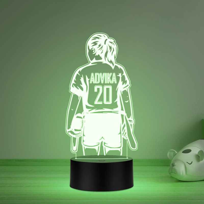 Personalized Gaming Led Lamp Customized with Name Gift for Sports Player Birthday Gift for Sports Mam & Women Multicolored Light & (Baseball Girl Player Gift)