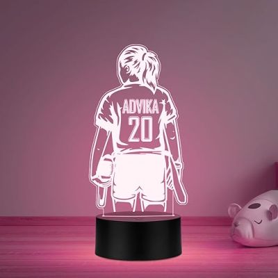 Personalized Gaming Led Lamp Customized with Name Gift for Sports Player Birthday Gift for Sports Mam & Women Multicolored Light & (Baseball Girl Player Gift)