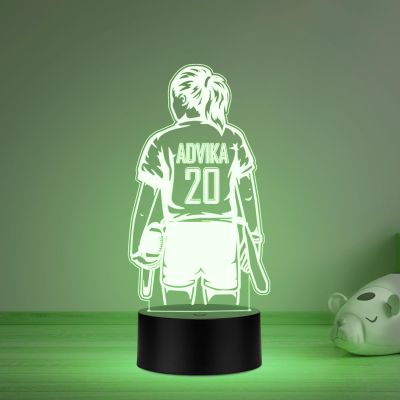 Personalized Gaming Led Lamp Customized with Name Gift for Sports Player Birthday Gift for Sports Mam & Women Multicolored Light & (Baseball Girl Player Gift)