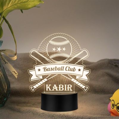 Personalized Gaming Led Lamp Customized with Name Gift for Sports Player Birthday Gift for Sports Mam & Women Warm White Light (Baseball Night Lamp)