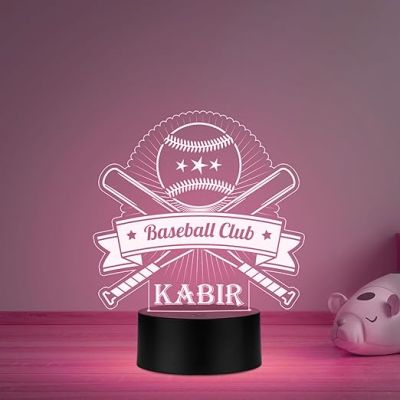 Personalized Gaming Led Lamp Customized with Name Gift for Sports Player Birthday Gift for Sports Mam & Women Multicolored Light (Gift for Baseball Player)