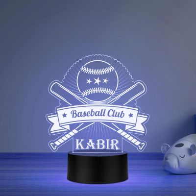 Personalized Gaming Led Lamp Customized with Name Gift for Sports Player Birthday Gift for Sports Mam & Women Multicolored Light (Gift for Baseball Player)
