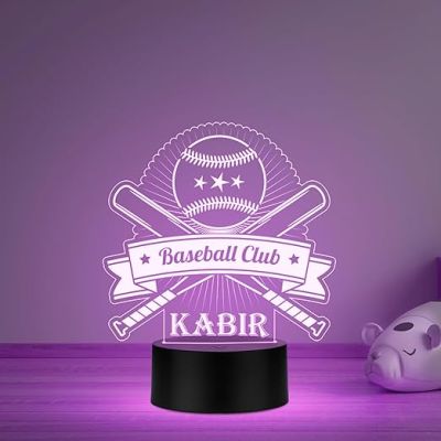Personalized Gaming Led Lamp Customized with Name Gift for Sports Player Birthday Gift for Sports Mam & Women Multicolored Light (Gift for Baseball Player)