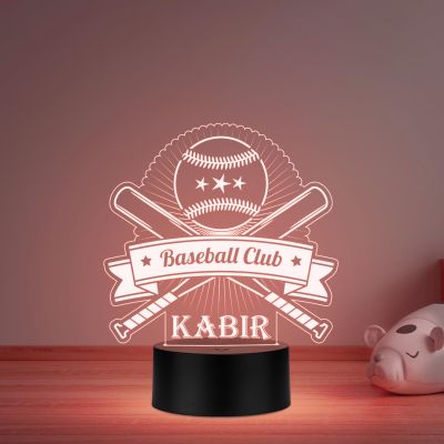 Personalized Gaming Led Lamp Customized with Name Gift for Sports Player Birthday Gift for Sports Mam & Women Multicolored Light (Gift for Baseball Player)