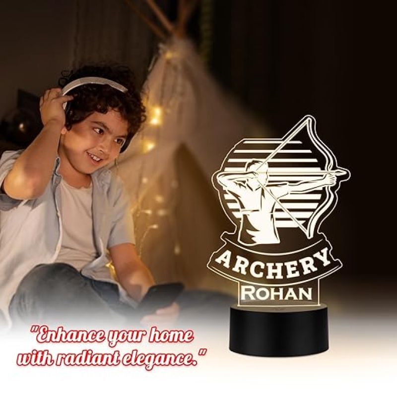 Personalized Gaming Led Lamp Customized with Name Gift for Sports Player Birthday Gift for Sports Mam & Women Warm White Light (Gift for Archery Player)
