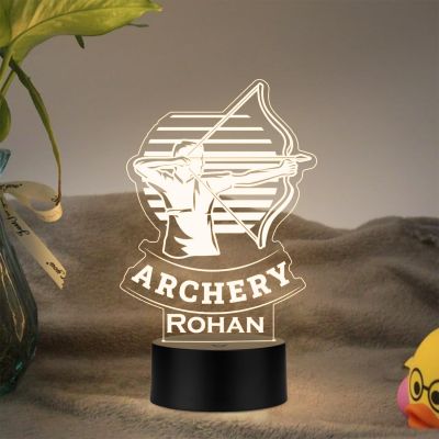 Personalized Gaming Led Lamp Customized with Name Gift for Sports Player Birthday Gift for Sports Mam & Women Warm White Light (Gift for Archery Player)