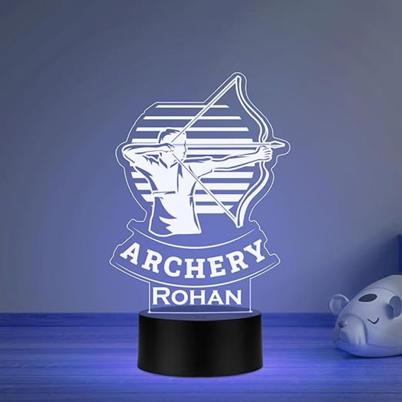 Personalized Gaming Led Lamp Customized with Name Gift for Sports Player Birthday Gift for Sports Mam & Women Multicolored Light (Archery Theme Gift)