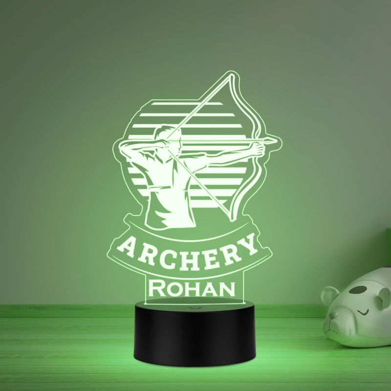 Personalized Gaming Led Lamp Customized with Name Gift for Sports Player Birthday Gift for Sports Mam & Women Multicolored Light (Archery Theme Gift)