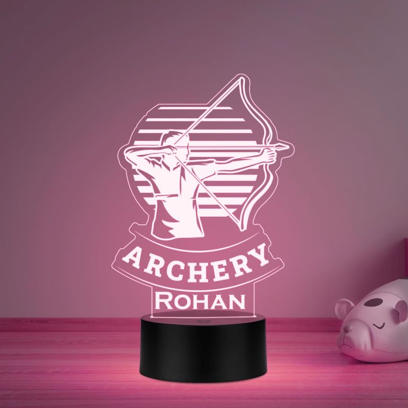 Personalized Gaming Led Lamp Customized with Name Gift for Sports Player Birthday Gift for Sports Mam & Women Multicolored Light (Archery Theme Gift)