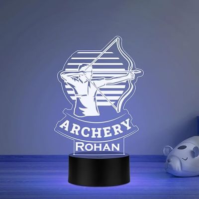 Personalized Gaming Led Lamp Customized with Name Gift for Sports Player Birthday Gift for Sports Mam & Women Multicolored Light (Archery Theme Gift)