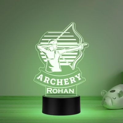 Personalized Gaming Led Lamp Customized with Name Gift for Sports Player Birthday Gift for Sports Mam & Women Multicolored Light (Archery Theme Gift)