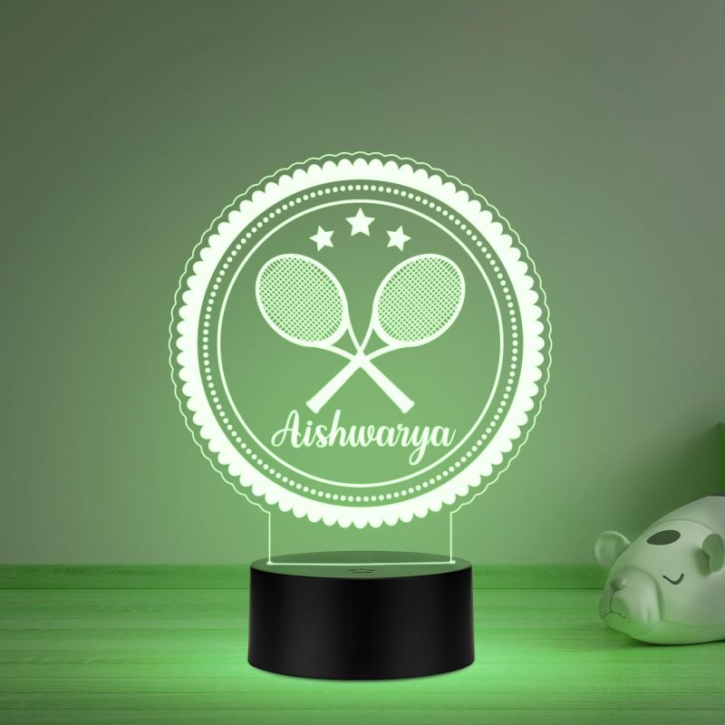 Personalized Gaming Led Lamp Customized with Name Gift for Sports Player Birthday Gift for Sports Mam & Women Multicolored Light (Badminton Player Gift)