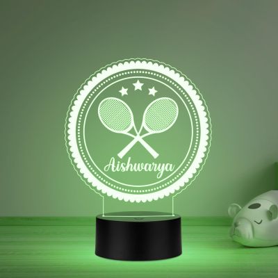 Personalized Gaming Led Lamp Customized with Name Gift for Sports Player Birthday Gift for Sports Mam & Women Multicolored Light (Badminton Player Gift)