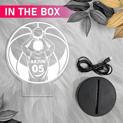 Personalized Gaming Led Lamp Customized with Name Gift for Sports Player Birthday Gift for Sports Mam & Women Warm White Light (Gift for Basketball Player)