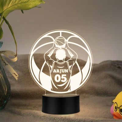 Personalized Gaming Led Lamp Customized with Name Gift for Sports Player Birthday Gift for Sports Mam & Women Warm White Light (Gift for Basketball Player)
