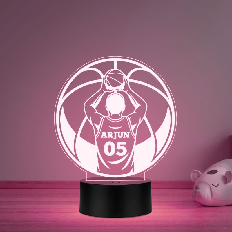 Personalized Gaming Led Lamp Customized with Name Gift for Sports Player Birthday Gift for Sports Mam & Women Multicolored Light (Gift for Basketball Lover)