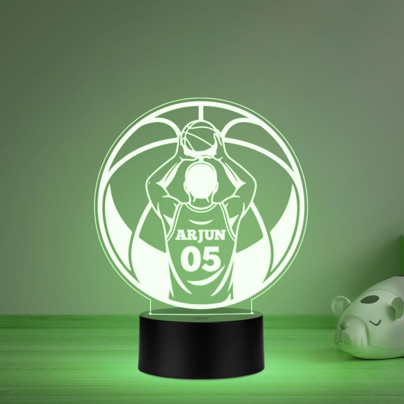 Personalized Gaming Led Lamp Customized with Name Gift for Sports Player Birthday Gift for Sports Mam & Women Multicolored Light (Gift for Basketball Lover)