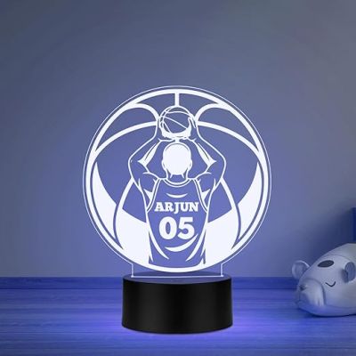 Personalized Gaming Led Lamp Customized with Name Gift for Sports Player Birthday Gift for Sports Mam & Women Multicolored Light (Gift for Basketball Lover)