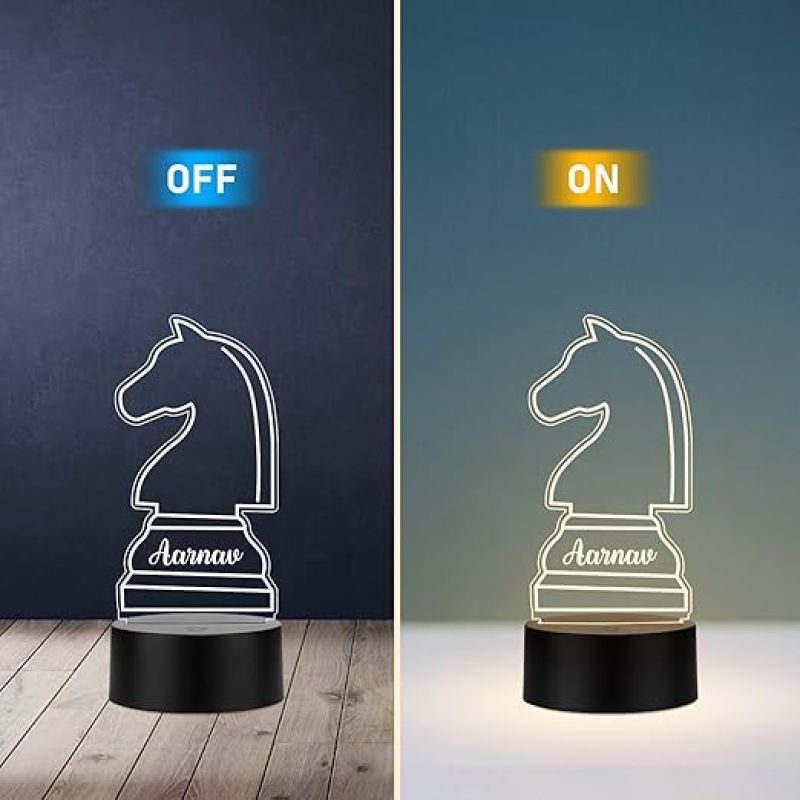 Personalized Gaming Led Lamp Customized with Name Gift for Sports Player Birthday Gift for Sports Mam & Women Warm White Light (Gift for Chess Player)