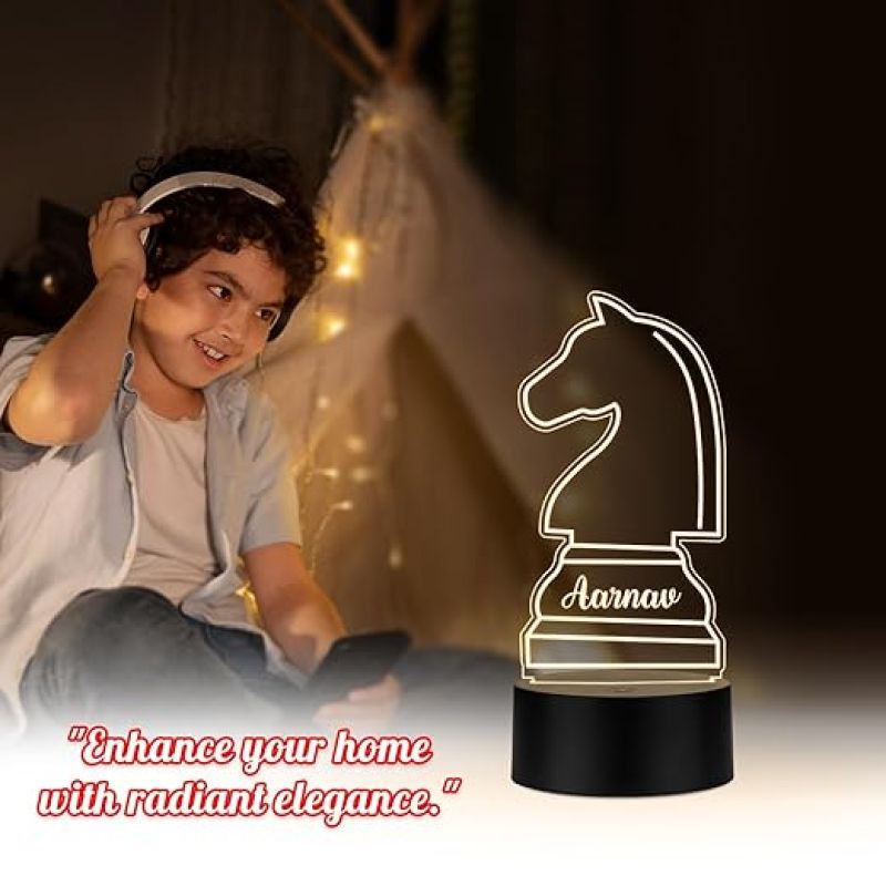 Personalized Gaming Led Lamp Customized with Name Gift for Sports Player Birthday Gift for Sports Mam & Women Warm White Light (Gift for Chess Player)