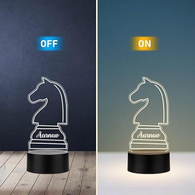 Personalized Gaming Led Lamp Customized with Name Gift for Sports Player Birthday Gift for Sports Mam & Women Warm White Light (Gift for Chess Player)